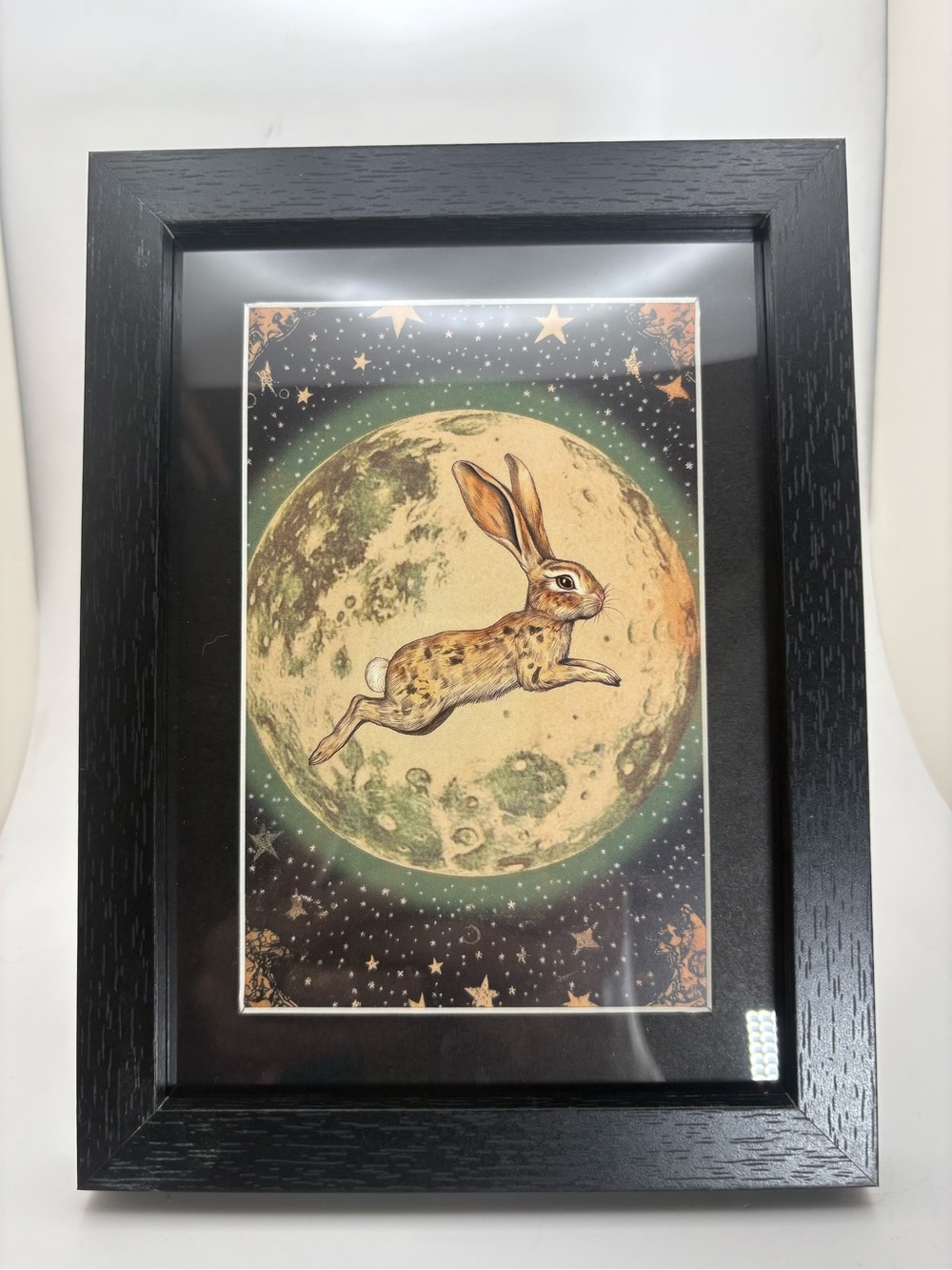 Moon Rabbit Art Print – Framed 5x7 Celestial Cottagecore Decor